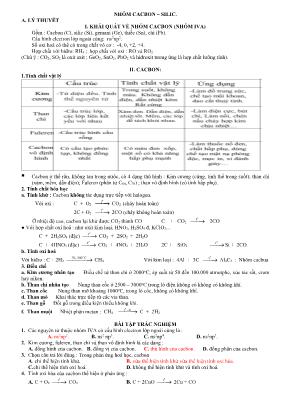 Lý thuyết và bài tập Hóa học Lớp 11 Nhóm Cacbon  Silic